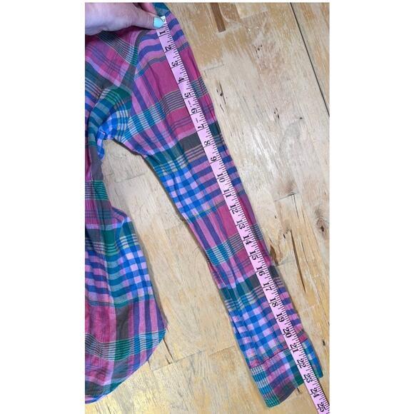 J. Crew Madras Plaid Button Up Long Sleeve Blouse Top Shirt Sz 6 Pink Preppy FUN - Picture 6 of 8